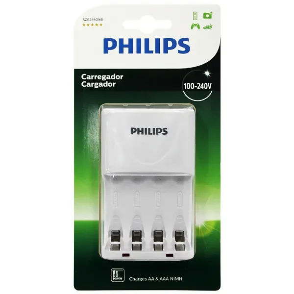 Carregador de Pilha Philips Scb2440nb 97 Bivolt - Branco