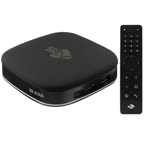 Receptor Fta Stv S3 Ultra 6k Full HD com Iptv de 64GB Emmc 4GB RAM - Preto