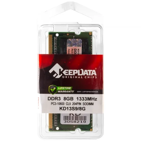 Memória RAM para Notebook 8GB Keepdata Kd13s9 8G DDR3 de 1333MHZ
