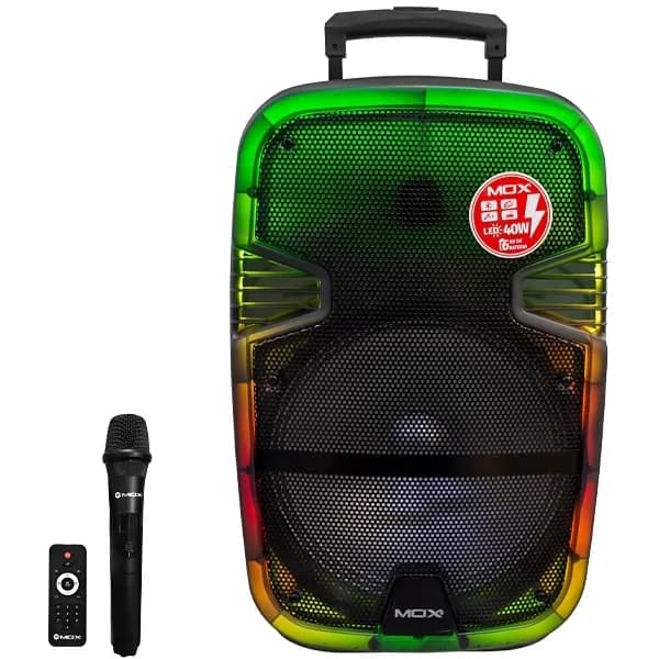 Caixa de Som Mox Mo-t1211 12" 40 Watts Rms com Bluetooth USB Fm - Preta