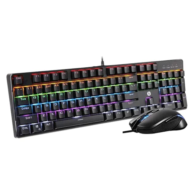 Combo Teclado e Mouse Gamer Mecanico USB RGB Preto GM200 HP