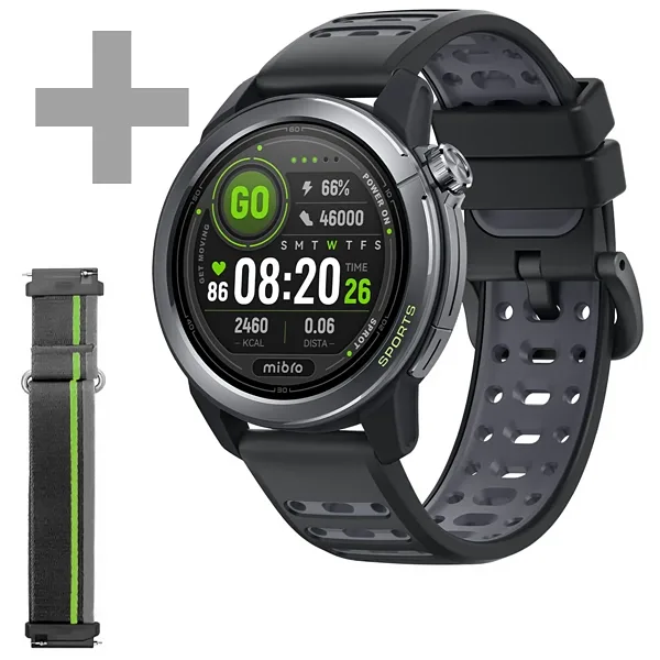 Relógio Mibro Gs Active 2 Xpaw024 com GPS Bluetooth - Preto + Pulseira