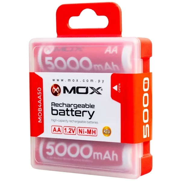 Pilha Recarregável Aa Mox Mob4aa50 de 5.000 MAH 1.2V - 4 Unidades