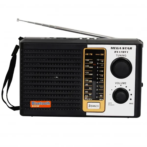 Rádio Portátil Megastar Rx17bt1 800 Watts P.m.p.o com Bluetooth Bivolt - Preto Prata