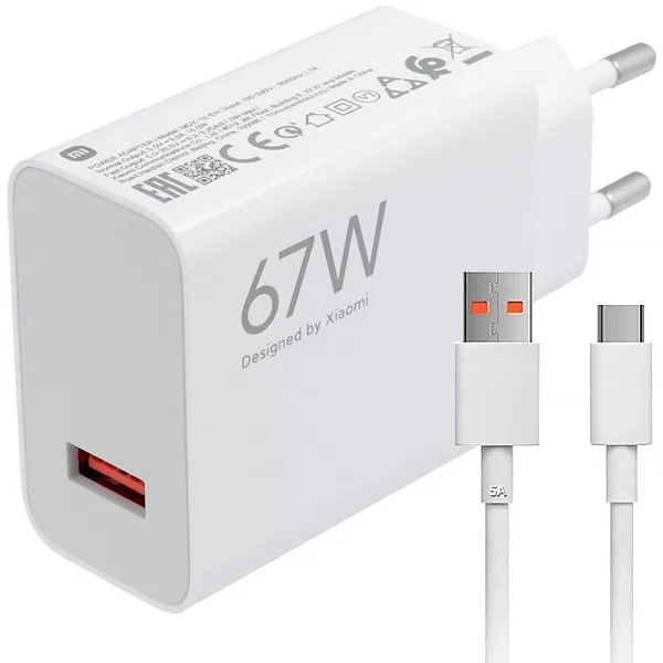 Carregador Xiaomi 67W Hypercharge Combo Mdy-12-eh USB de 67 Watts + Cabo Usb-c