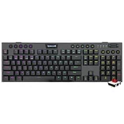Teclado Gamer Redragon K618RGB-PRO Horus Wireless RGB Red Inglês Preto