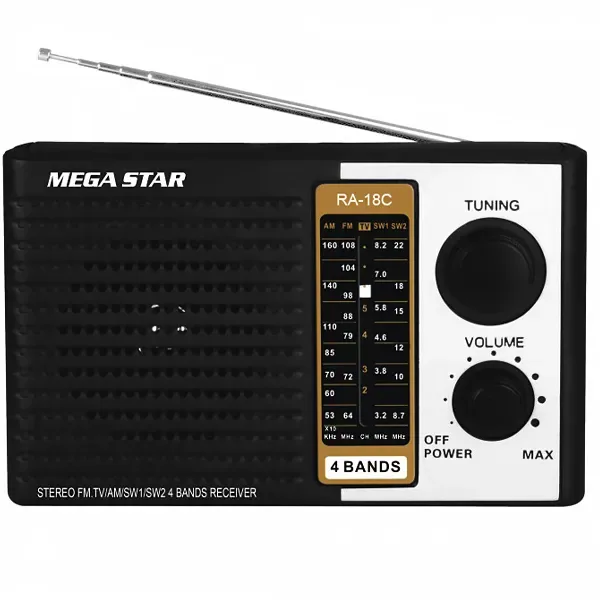 Rádio Portátil Megastar Ra18c 300 Watts P.m.p.o Bivolt - Preto Prata