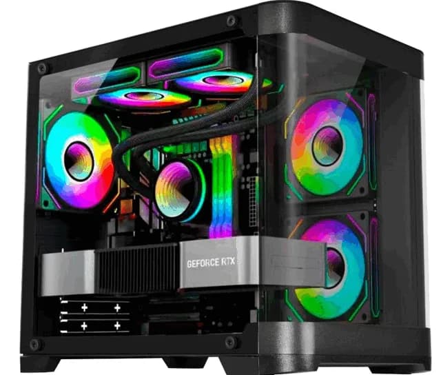 K-mex Gabinete Gamer Aquario Curva Micro ATX Preto CG-01AG