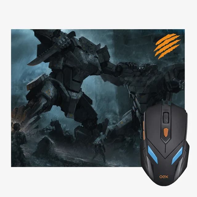 Oex Combo Mouse Gamer 2400DPI War MC100 USB Preto C/mouse Pad 49.7701