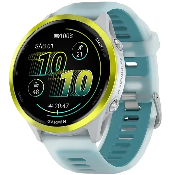 Relógio Garmin Forerunner 570 47mm GPS Bluetooth Translucent Whitestone Turquoise