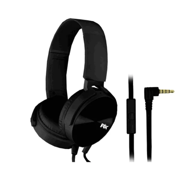 Pix Fone de Ouvido C/microfone C/cabo Flat P2 Essential Preto 043-0032