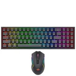 Teclado Gamer Mecânico Redragon S136 Combo Wireless / RGB / Red / Inglês - Preto