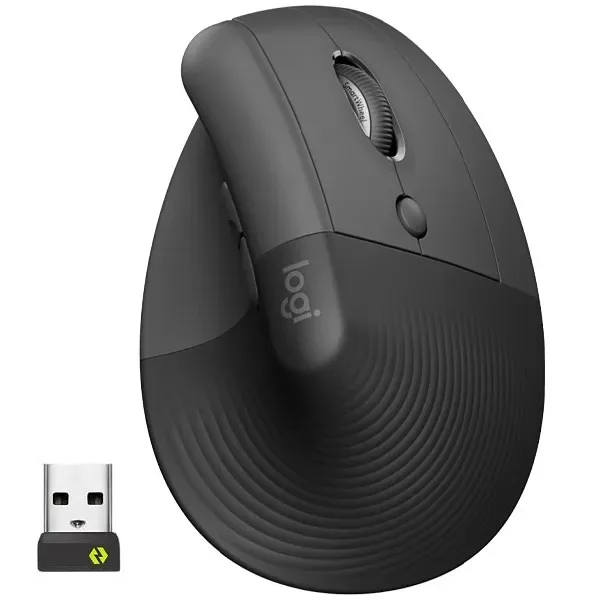 Mouse sem Fio Logitech Lift Vertical (910-006466) Até 4.000 DPI - Preto Cinza