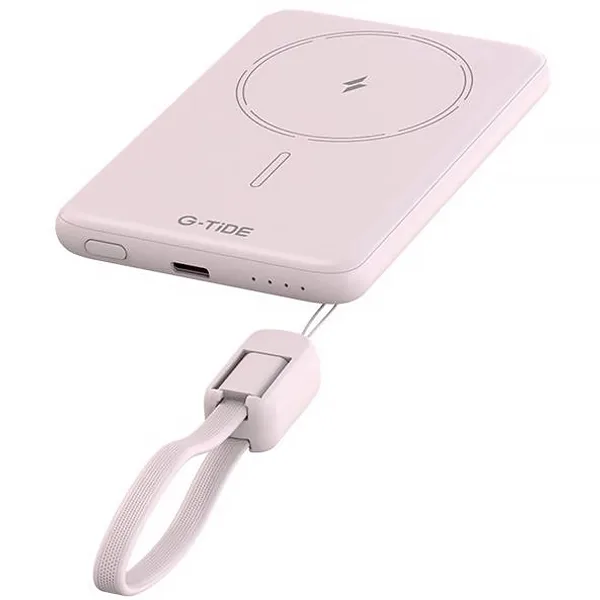 Carregador Portátil Wireless G-tide Slim 01 5.000 MAH Salida Usb-c - Rosa