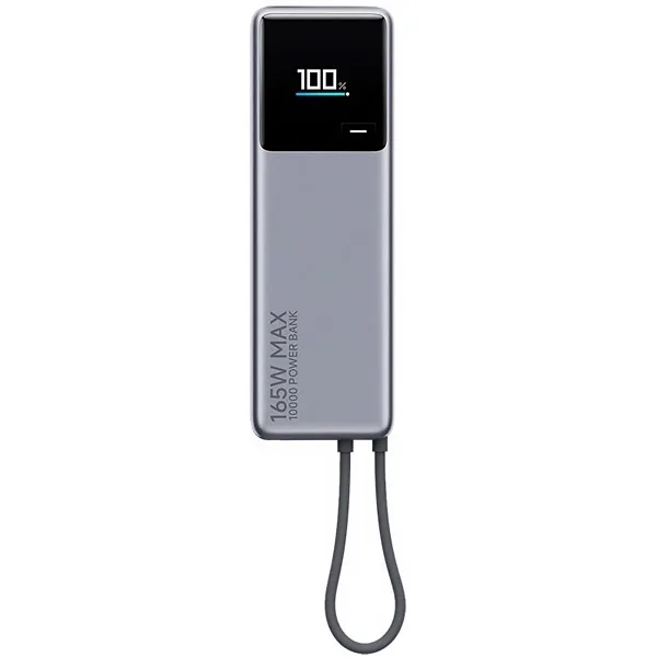 Carregador Portátil Xiaomi 165W Power Bank Pb1165mi 10.000 MAH 2 Saídas Usb-c - Cinza