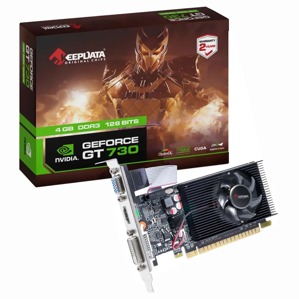 Placa de Vídeo Keepdata GeForce GT730 4GB DDR3 Low Profile KDGT730-4GD3/128B