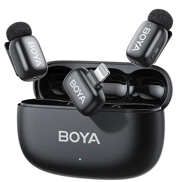 Microfone de Lapela sem Fio Boya Mini 2-03 com Lightning - Preto
