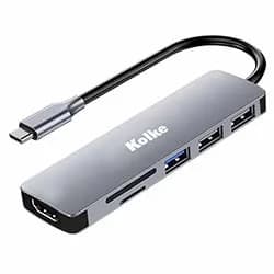 Hub Usb-c Kolke KCH-680 6 Portas / 2 USB 2.0 / USB 3.0 / HDMI / Sd / Tf - Cinza