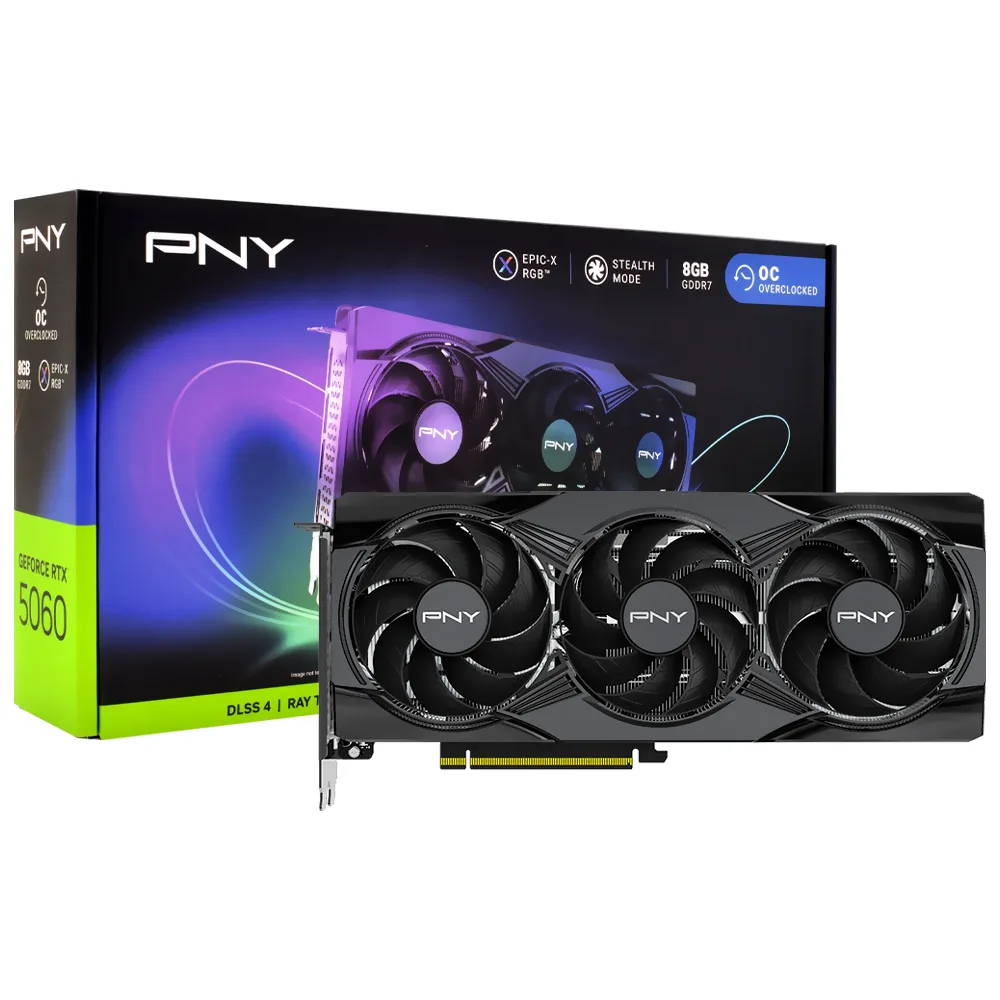 Placa de Vídeo Pny Epic-x RGB Oc 8GB GeForce RTX5060 GDDR7 - VCG50608TFXXPB1-O