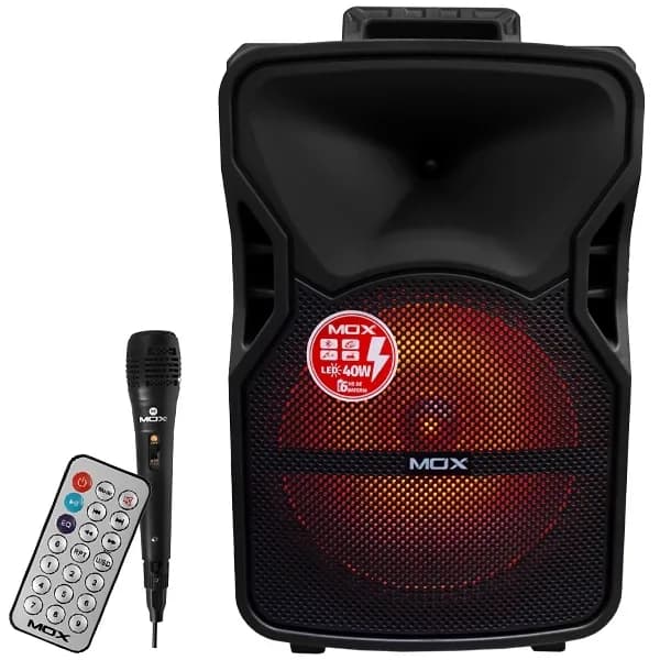 Caixa de Som Mox Mo-t1210 12" 40 Watts Rms com Bluetooth USB Fm - Preta