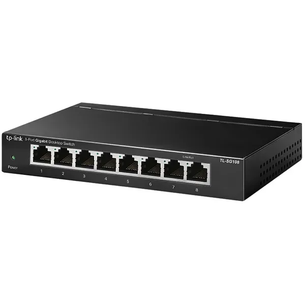 Switch Tp-link Tl-sg108 com 8 Portas Ethernet de 10 100 1000 Mbps - Preto