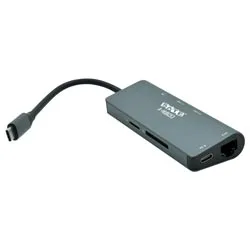 Hub USB-C Satellite A-HUBC53 7 Portas com HDMI, 2 USB 3.0, RJ45, SD, TF e USB-C Fêmea Cinza