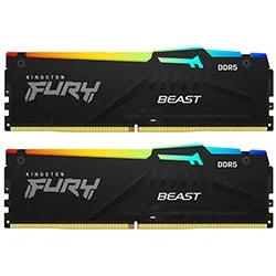 Memória Kingston Fury Beast DDR5 64GB (2x32GB) 5200MHz RGB Preto KF552C40BBAK2-64