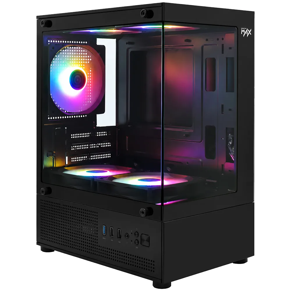 Gabinete Gamer Macrovip Max Aqua Series Mid Tower 5 Cooler RGB Preto
