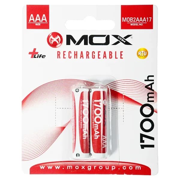 Pilha Recarregável Aaa Mox Mob2aaa17 de 1.700 MAH 1.2V - 2 Unidades