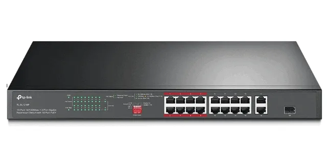 Tp-link Switch 16 Portas 10/100 Mbps Poe + 2 Portas Gigabit Tl-sl1218p