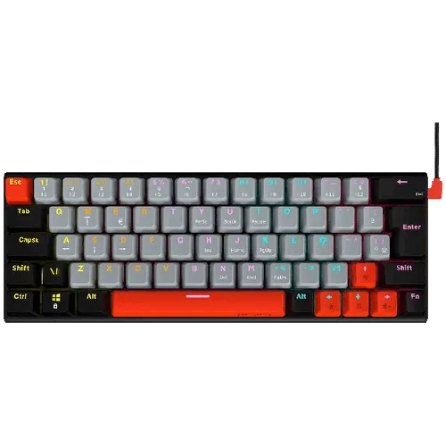 Pcyes Teclado Mecanico Kuromori Layout 60% ABNT2 Switch Red RGB Black Vulcan PTKM60RD