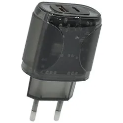 Carregador Tomada Satellite A-CC1203 USB / Usb-c / 12W - Preto / Transparente