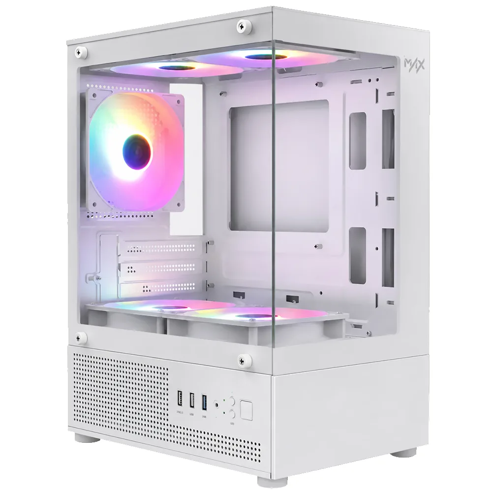 Gabinete Gamer Macrovip Max Aqua Series Mid Tower Branco 5 Cooler RGB