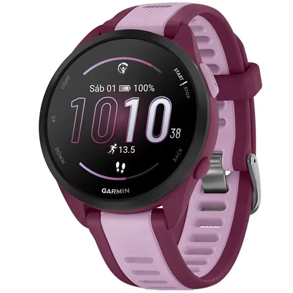 Relógio Garmin Forerunner 165 Music 010-02863 com GPS Bluetooth - Roxo Rosa