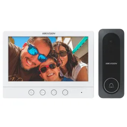 Vídeo Porteiro Hikvision DS-KIS212 Villa Analógico Tela 7" Branco/Cinza