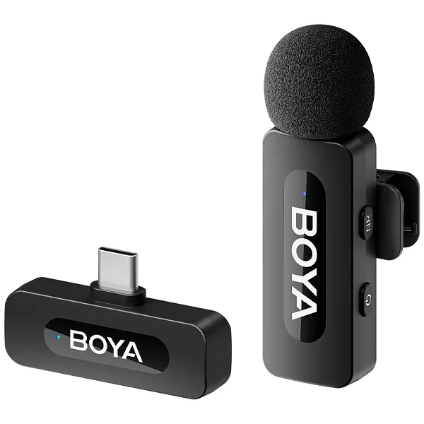 Microfone de Lapela sem Fio Boya BY-V10 com Usb-c - Preto (anatel)