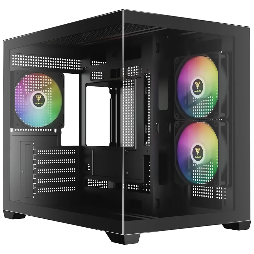 Gabinete Gamer Gamdias Aura GC10M V2 Argb Mini Tower / 3 Cooler / Argb - Preto