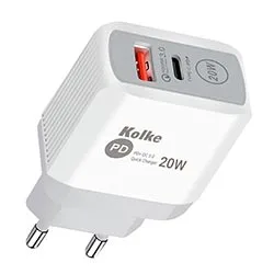 Carregador Tomada Kolke KCR-2576 USB 3.0 / Usb-c / 20W - Branco