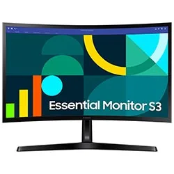 Monitor Gamer Samsung Essential S3 LS24D366GA 23.5" Full HD Curvo IPS 100Hz 4Ms Preto