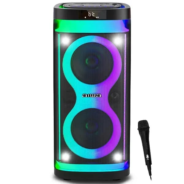 Caixa de Som Aiwa Awpoh4d 2 de 6.5" 600 Watts P.m.p.o com Bluetooth USB Fm - Preta