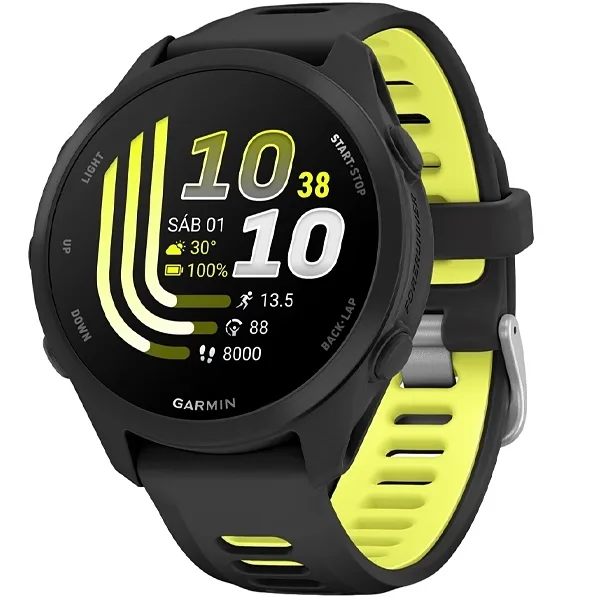 Relógio Garmin Forerunner 170 Music 010-03920 43mm com GPS Bluetooth - Black Amp Yellow