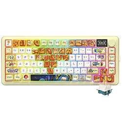 Teclado Redragon Flekact Pro Art K708GF-RGB-PRO Mecânico Gamer Wireless LCD RGB Inglês Amarelo/Laranja