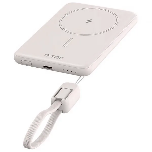 Carregador Portátil Wireless G-tide Slim 01 5.000 MAH Salida Usb-c - Bege