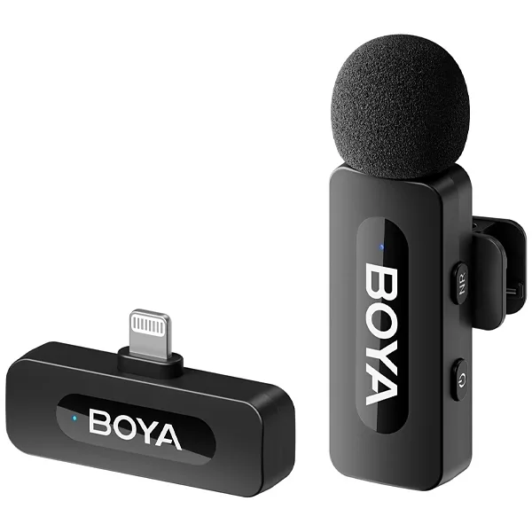 Microfone sem Fio Boya BY-V1 com Lightning - Preto (anatel)