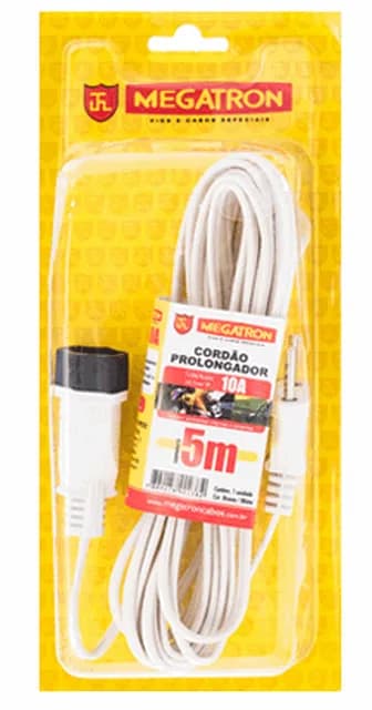 Megatron Cordao Prolongador 250V 10a 1 Tomada 2p 5,0m Bivolt Branca 238