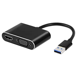 Cabo Adaptador USB 3.0 para HDMI Fêmea / VGA Fêmea 2k - Preto