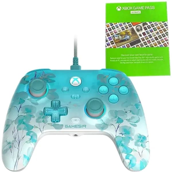 Controle Gamesir T7 Pro Floral para PC Xbox Azul Transparente