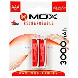 Pilhas Recarregável Mox Aaa com 2 Pilhas / 3000MAH - MOB2AAA30