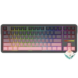 Teclado Gamer Redragon K728SP-RGB-PRO Antonium Pro Wireless RGB Inglês Preto/Rosa