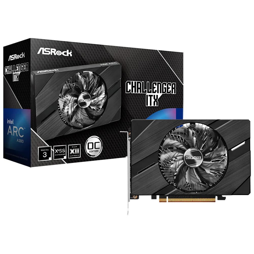 Placa de Video Asrock Challenger Itx Oc 6GB Intel Arc A380 GDDR6 - 90-GA3KZZ-00UANZ